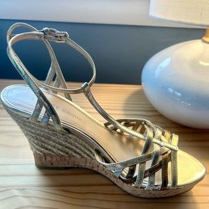 Gold and silver wedge espadrille